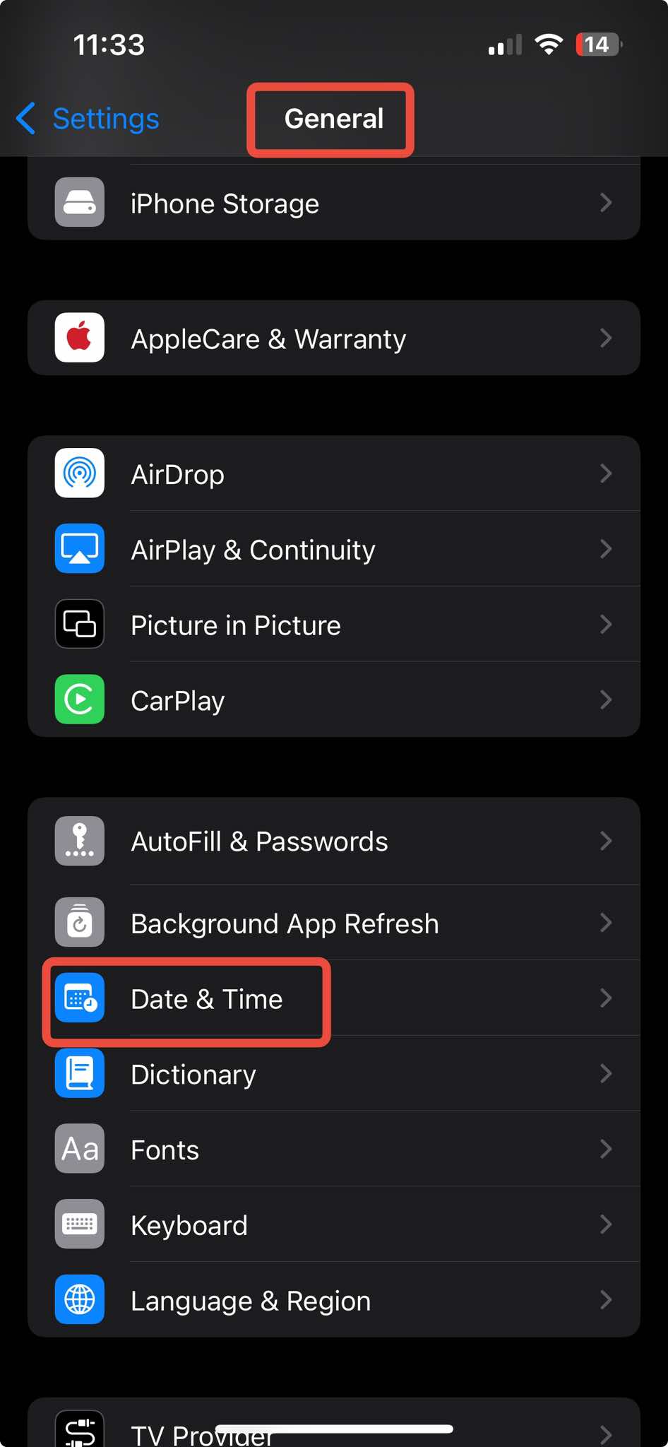 Dátum és idő beállítása iOS-on - 1. lépés